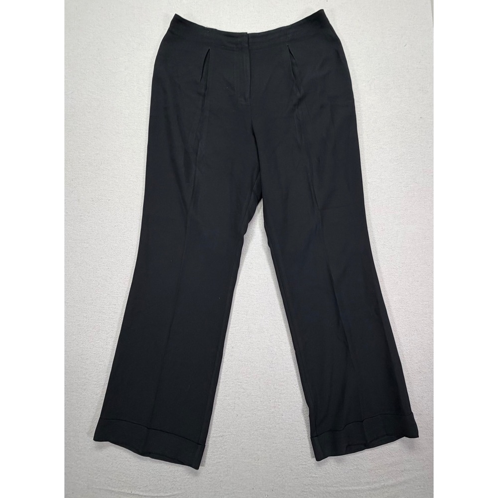 New York & Company Womens Pants Straight Black Cuffed Pleated Tall 16